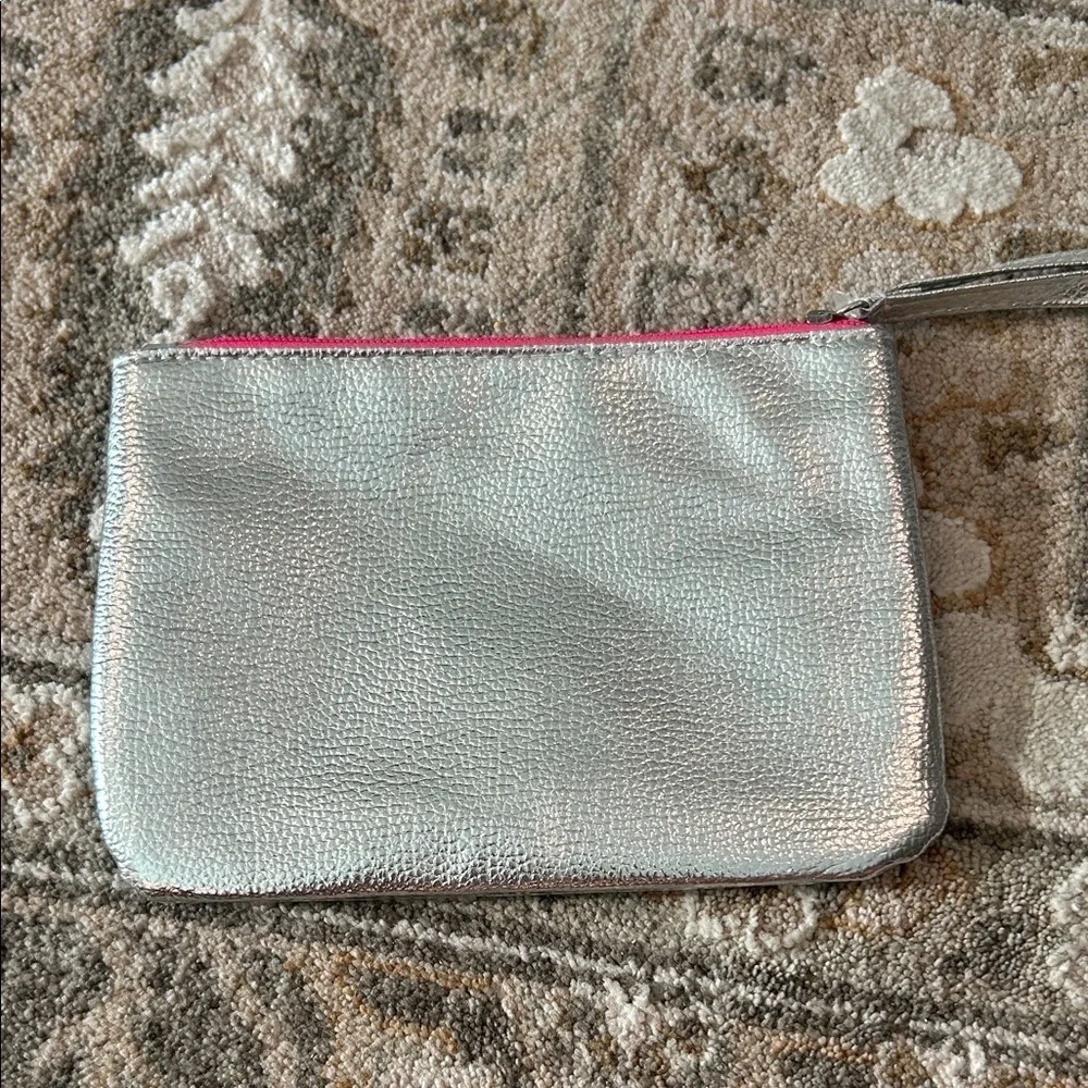 Justice Silver Glitter Wristlet with Neon Accents